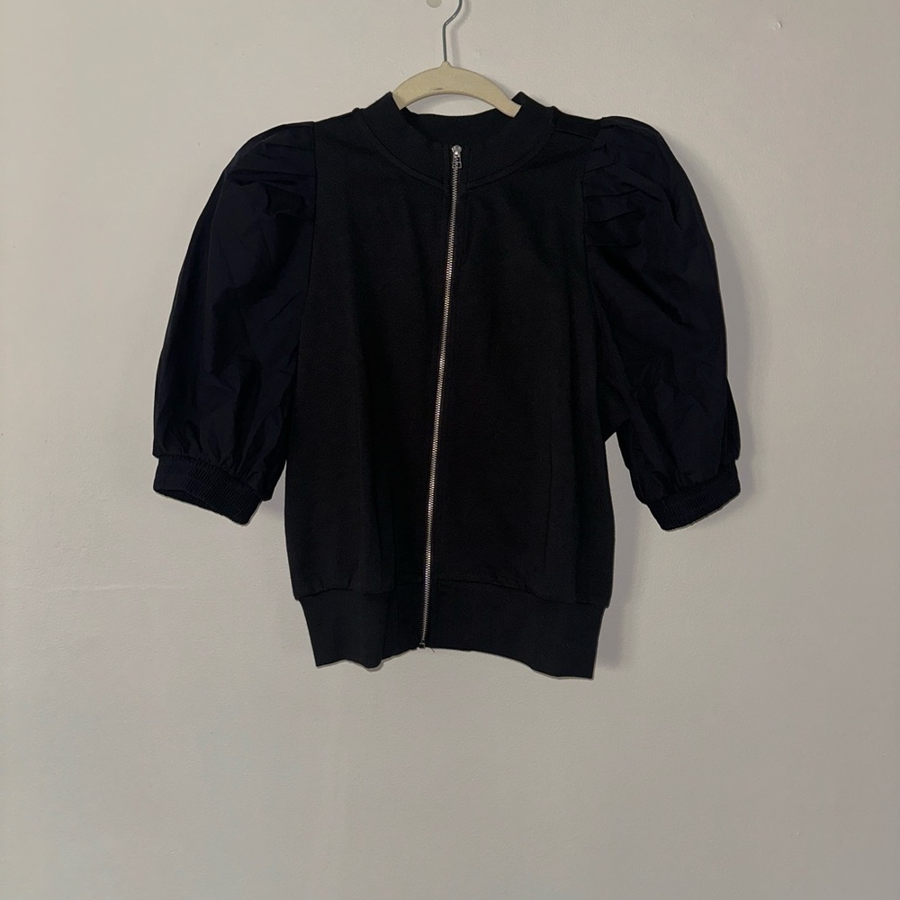 NWT Anthropologie Black Zip-up Women’s Top. Size XS